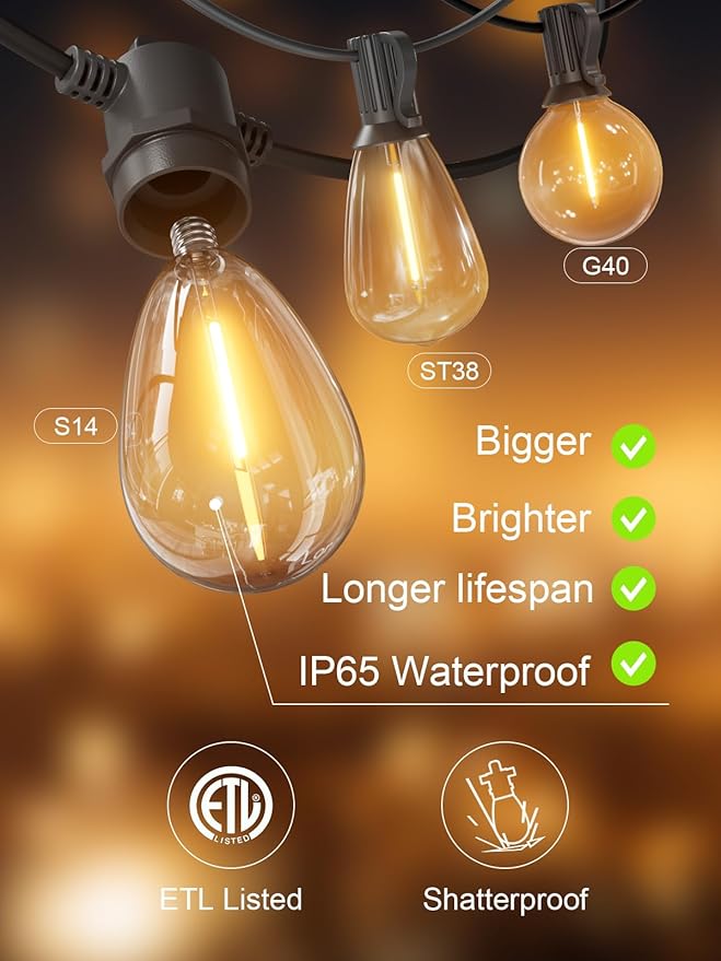 Svater LED Outdoor String Lights 100 FT, Patio Lights - Image 6