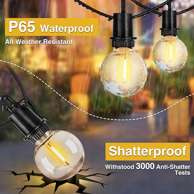ZJOJO 200FT Outdoor String Lights, G40 Globe Outdoor Lights - Image 3