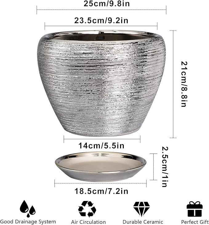 Flower Pot - 10 Inch Planter - Indoor/Outdoor Decorative Mid-Century Planter - - Image 3