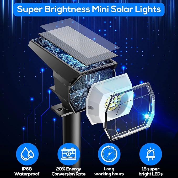 EIUIO Solar Outdoor Lights, 3 Lighting Modes Solar Spot Lights Outdoor - Image 4