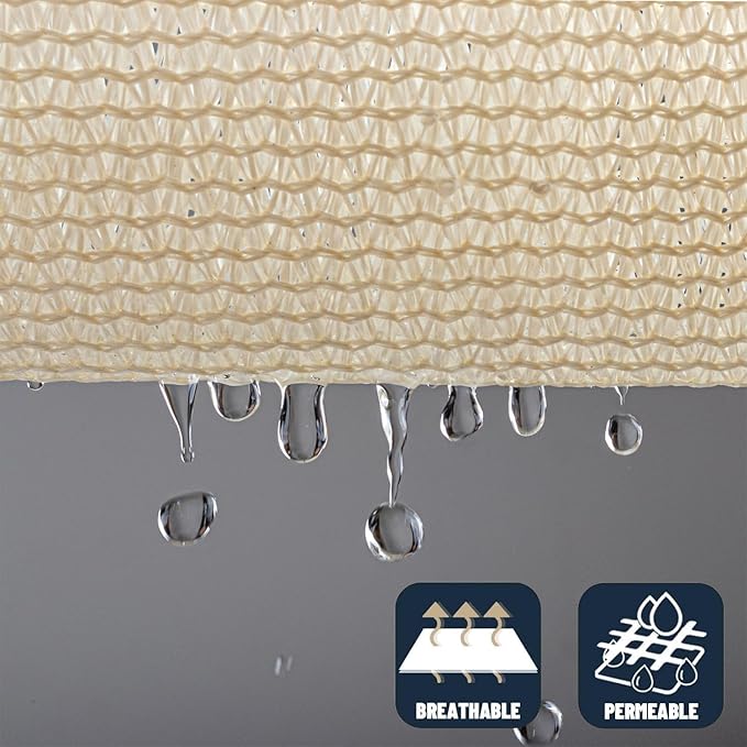 SUNNY GUARD Custom Size 12'x22' Rectangle Butter Cream UV Block Sunshade - Image 5