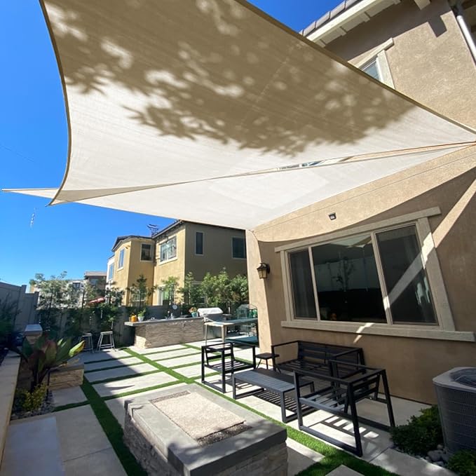 SUNLAX Sun Shade Sail 10' x 15' x 18' Butter Cream Rectangle Canopy Sail Shade by SUNLAX