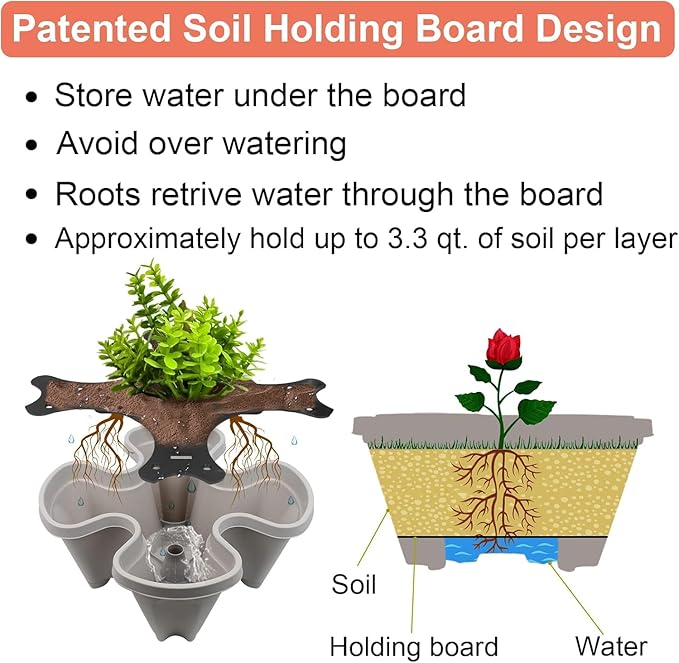 Vertical Planter 4 Tier Stackable Planters Garden Planters Strawberry Herb - Image 3