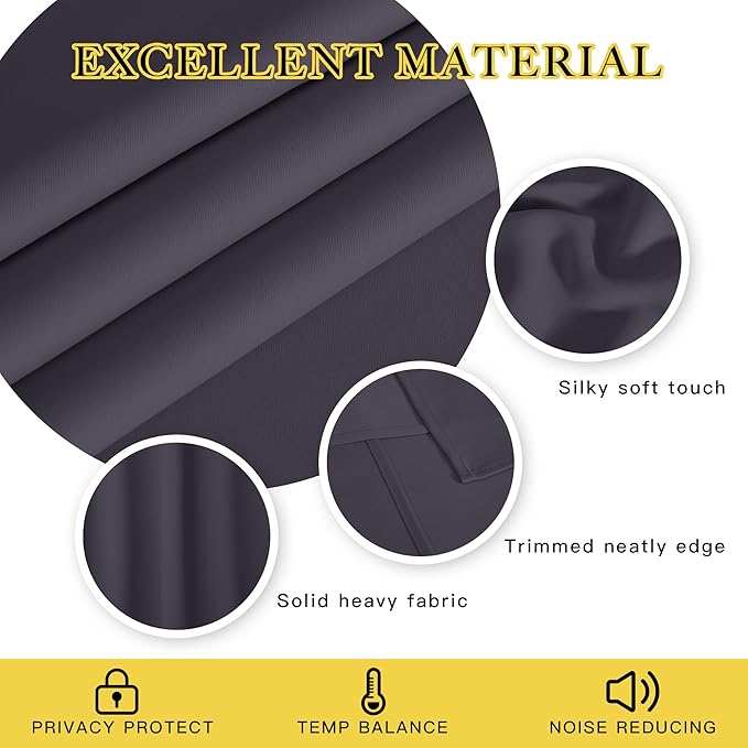 NICETOWN Blackout Sliding Door Curtains 84 Inch Length, Extra Wide Room Divider - Image 2
