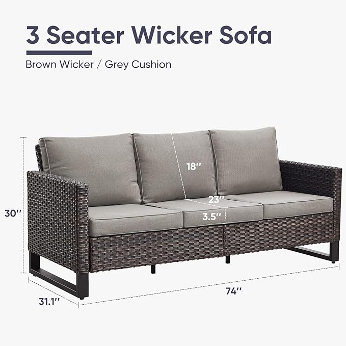 Belord Outdoor Couch Patio Furniture: Wicker Patio Sofa - Image 2
