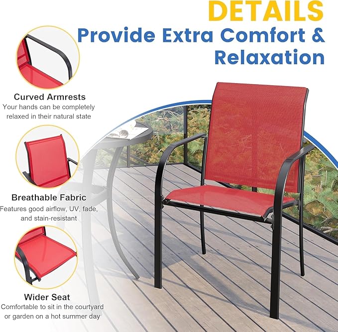 VICLLAX Patio Dining Set for 6, All Weather Metal Outdoor Furniture Set- 47" - Image 5