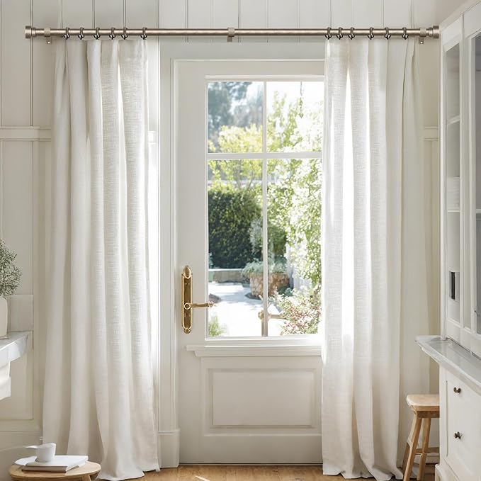 Retro Silver Curtain Rods for Windows 28 to 48 Inches Adjustable Length Heavy - Image 2