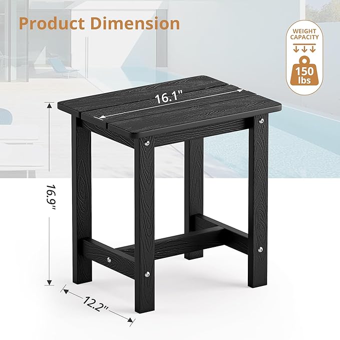 LUE BONA Outdoor Side Table, HDPS Small Outdoor Adirondack Side Tables - Image 2
