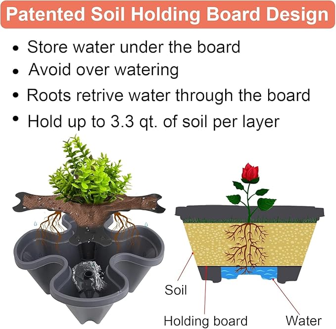 Vertical Planter 3 Tier Stackable Planters Garden Planters Strawberry Herb - Image 3