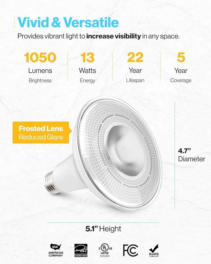 Sunco 96 Pack Outdoor LED Flood Home Patio Driveway Light, Waterproof PAR38 LED - Image 4