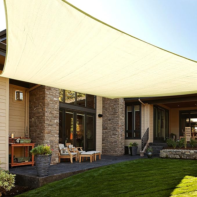 LOVE STORY Custom Size 6'x12' Butter Cream Sun Shade Sail Rectangle UV Block by LOVESTORY