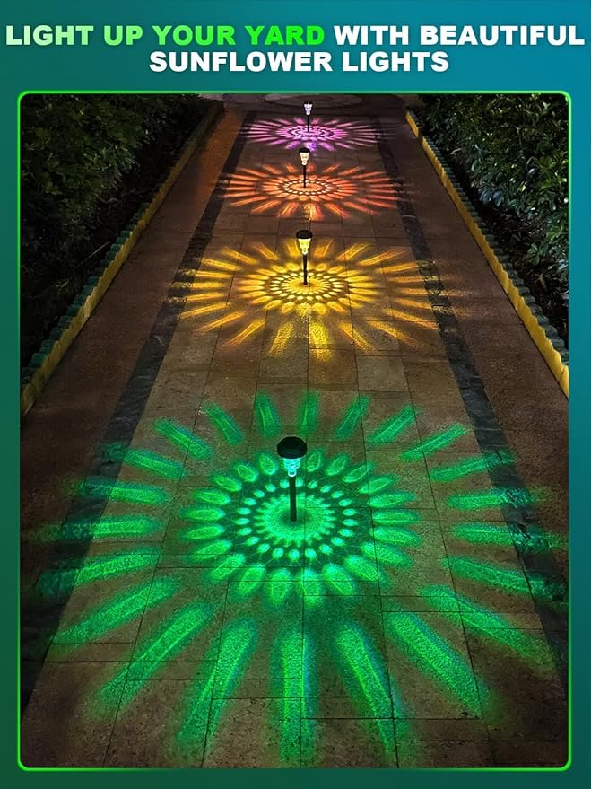 ROOR Solar Pathway Lights 16 Pack, Outdoor Solar Yard Lights, RGB Color - Image 2