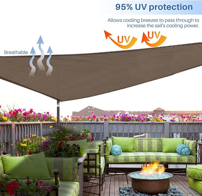 E&K Sunrise 8' x 8' x 8' Sun Shade Sail Triangle Canopy Shade Cover UV Block - Image 5