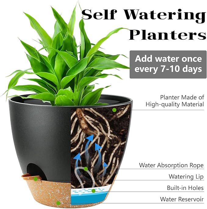5-Pack Plant Pots with Drainage - Image 3