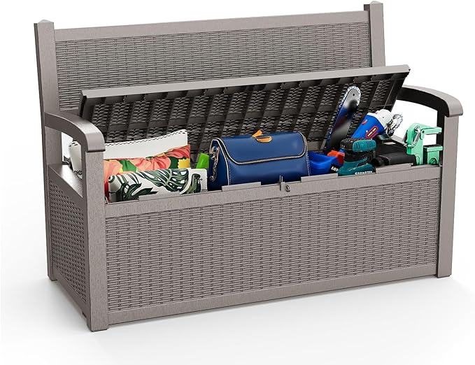 80 Gallon Outdoor Storage Bench Deck Box Waterproof Lockable, Outdoor Storage by OutdoorLivingPerfected