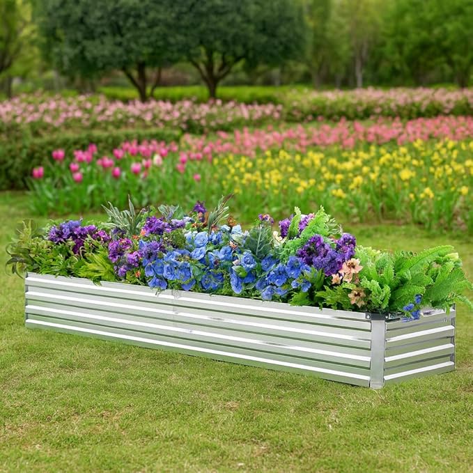 2 Pack 8x2x1FT Galvanized Raised Garden Bed Kit, Outdoor Metal Planter Box - Image 4