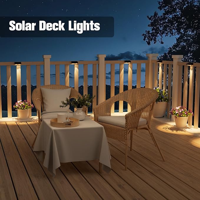 NIORSUN Solar Fence Lights, 12 Pack Solars Deck Light, Warm White Color - Image 5
