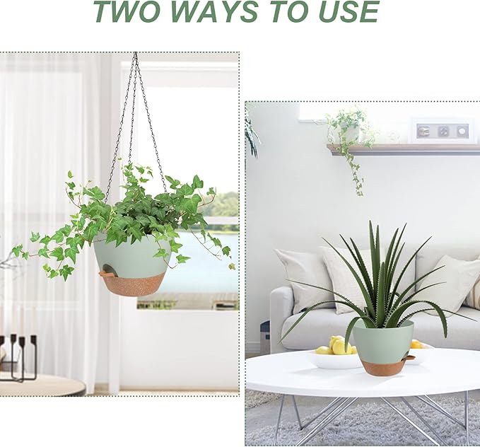 Hanging Planters for Indoor Outdoor Plants, 2 Pack Self Watering Hanging Pot - Image 6