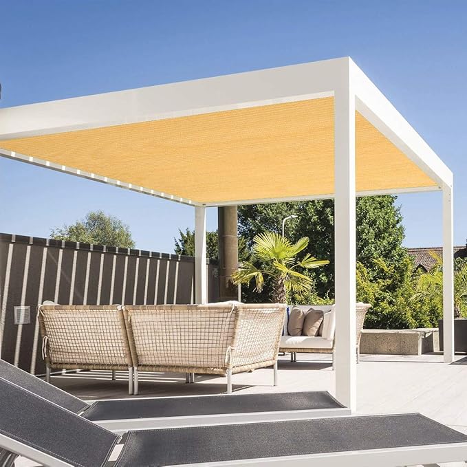 Eden's Decor Straight Flat-Edged Sun Shade Sail Rectangular 7' x 17' Wheat - Image 5