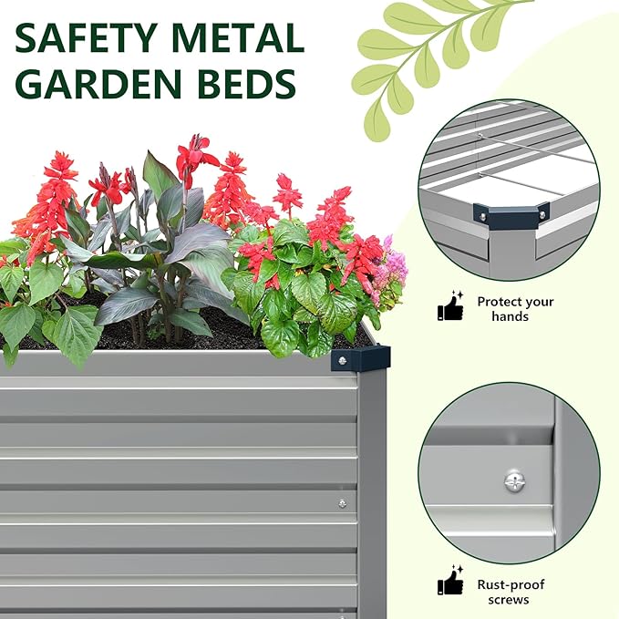 Vengarus 6x3x1FT Galvanized Raised Garden Bed Kit, Outdoor Metal Planter Box - Image 4