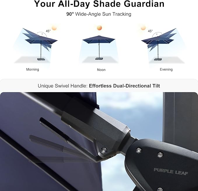 PURPLE LEAF 9' X 12' Left-right Tilt Patio Umbrella Outdoor Cantilever Swivel - Image 3