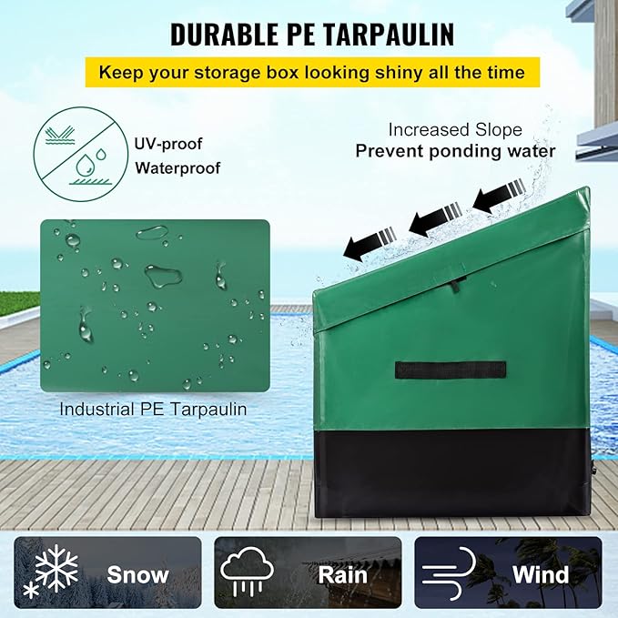 VEVOR Outdoor Storage Box, 150 Gallon Waterproof PE Tarpaulin Deck Box - Image 3