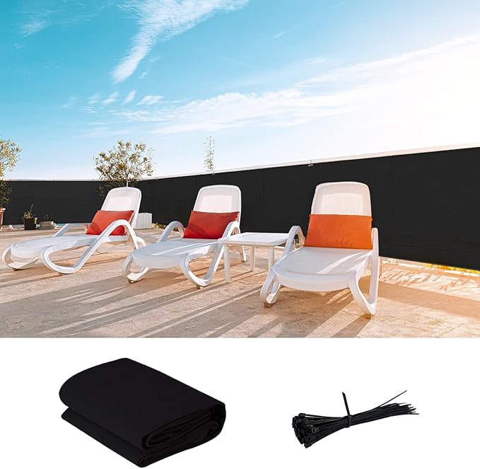LOVE STORY Custom Size 3'x9' Black Balcony Privacy Screen, UV Block Privacy by LOVESTORY