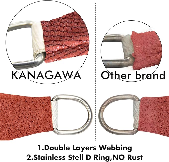 KANAGAWA 6'X8' Rust Red Custom Size Sun Shade Sail Rectangle UV Block Canopy - Image 5