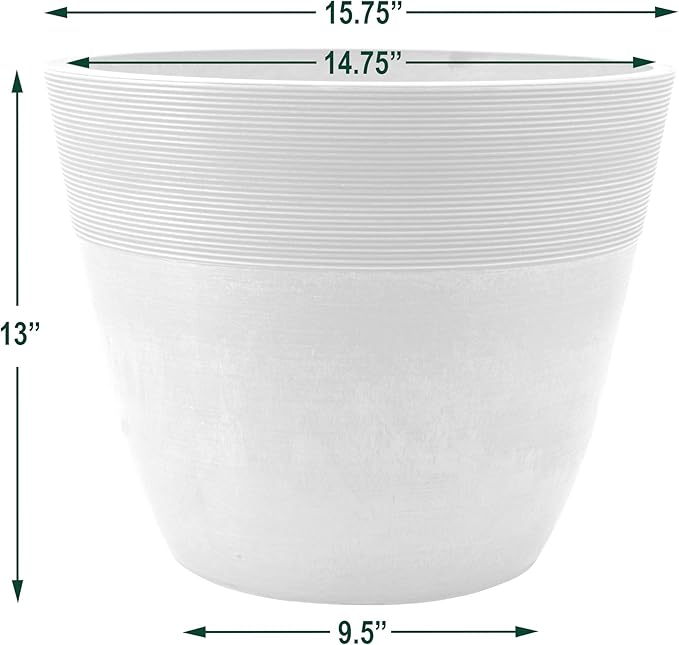 PSW Pot Collection FM40TP 16-inch Plastic/Stone/Wood Composite Large Ribbed - Image 4