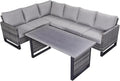 Belord Outdoor Sectional Sofa 6 Seater L Shaped Couch Wicker Patio Conversation by Belord