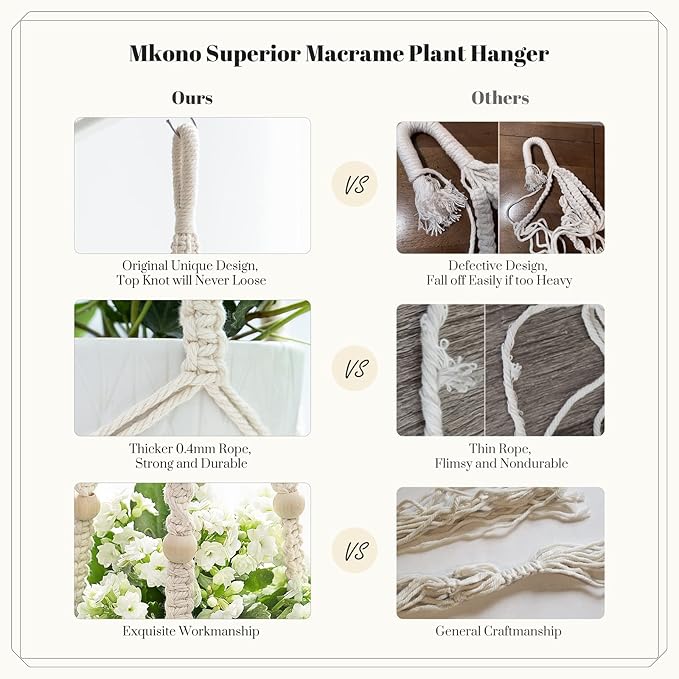 Mkono 43 Inch Macrame Plant Hanger Large - Image 5