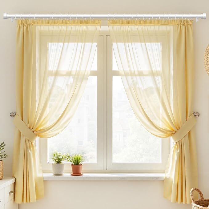 Curtain Rods for Windows 28 to 48, 1 Inch Adjustable White Heavy Duty Curtain - Image 3