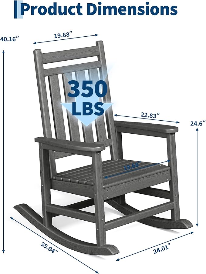 HDPE Rocking Chair Outdoor Set of 4 - Image 2