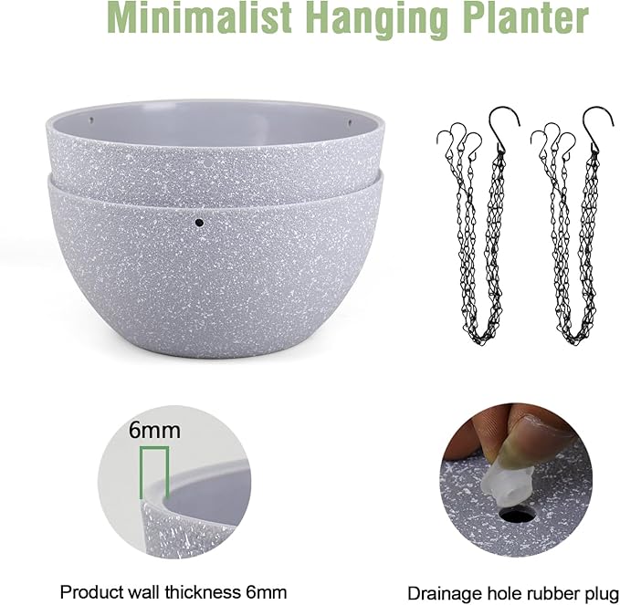 8 inch Small Hanging Planters for Indoor Outdoor Plants, 2 Pack Hanging Flower - Image 4