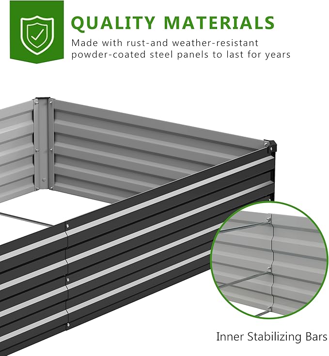 2PCS 7x3x1ft Galvanized Raised Garden Bed Kit, Galvanized Planter Raised Garden - Image 5