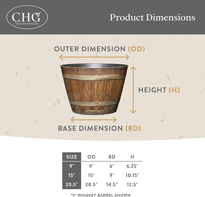 Classic Home & Garden Whiskey Barrel Planters - Image 5