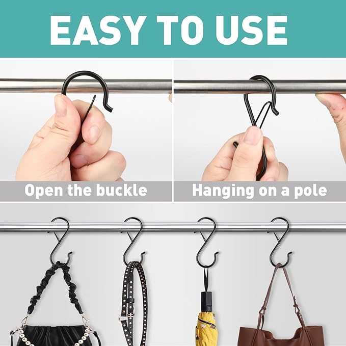 Navona 60 Pcs S Hooks for Hanging Heavy Duty, 3.5-inch Heavy Duty Metal S Hook - Image 4