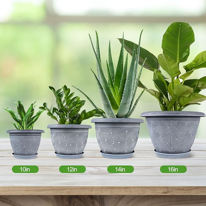 16 Inch Large Planter Pot for Plants Indoor Outdoor, 4 Pack Plastic Flower Pots - Image 6