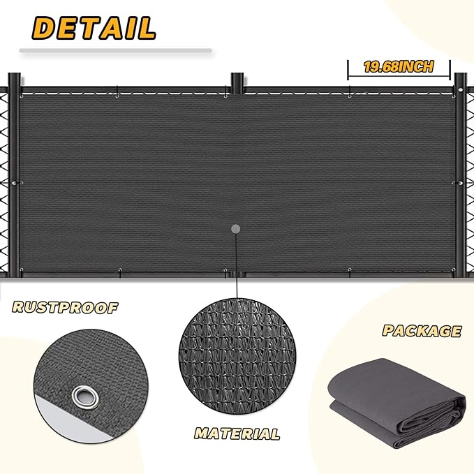 LOVE STORY 3'x10' Dark Grey Balcony Privacy Screen Fence Cover UV Protection - Image 4