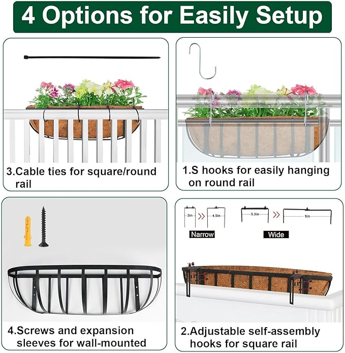 2 Pack 24" Railing Planter Window Box - Image 6