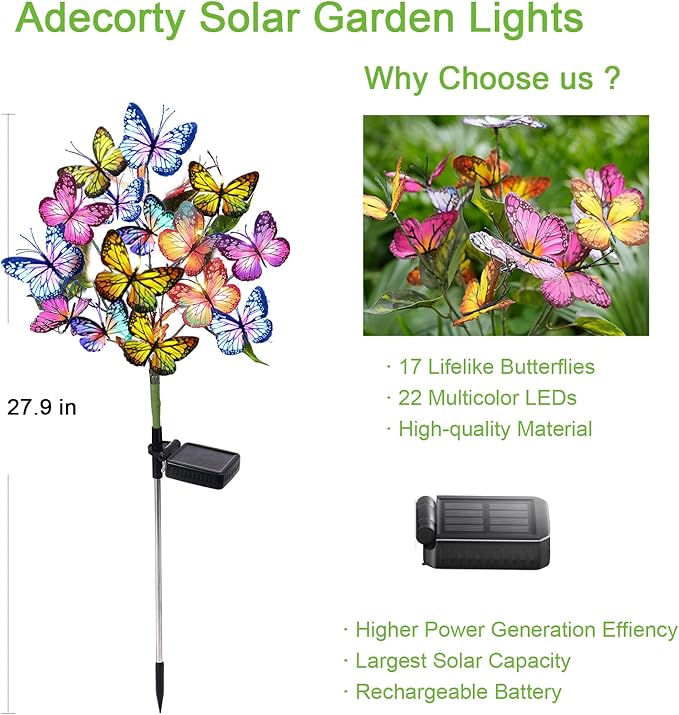 Solar Garden Lights Outdoor Waterproof Decorative Solar Lights Outdoor 2 Pack - Image 3