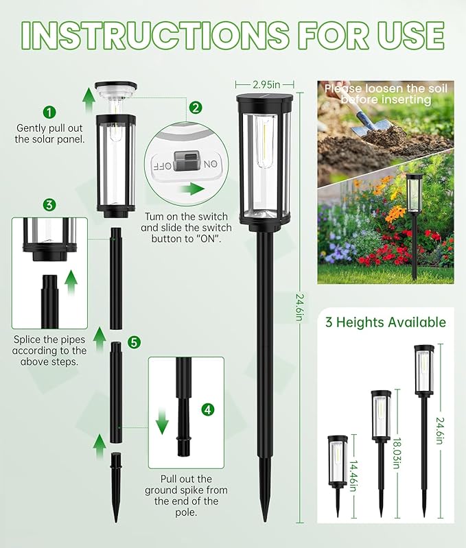 Solar Pathway Lights Outdoor, 4 Pack Bright Solar Powered Garden Lights - Image 8
