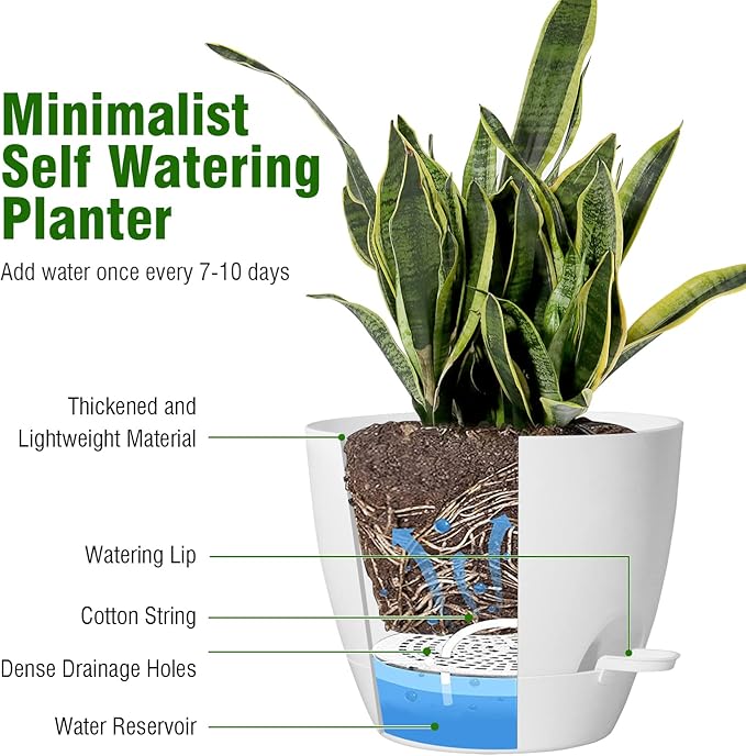 12 inch Large Self Watering Pots, Flower Plant Pots - Image 4