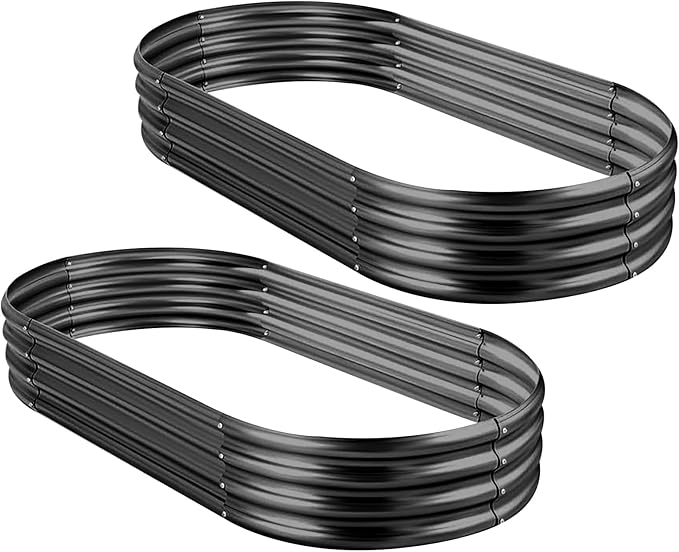 Land Guard 2Pcs Galvanized Raised Garden Bed Kit, 7.5×3×1ft Galvanized Planter by LandGuard