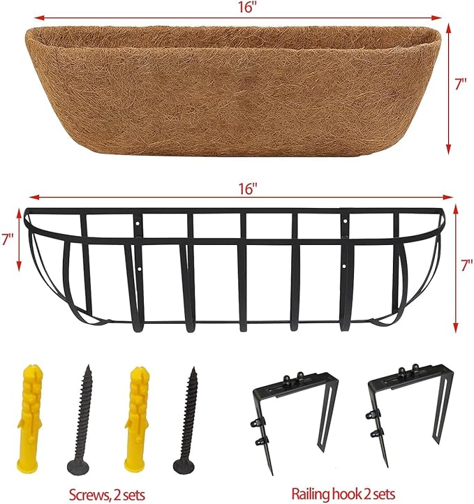 2 Pack 16" Railing Planter Window Box - Image 7