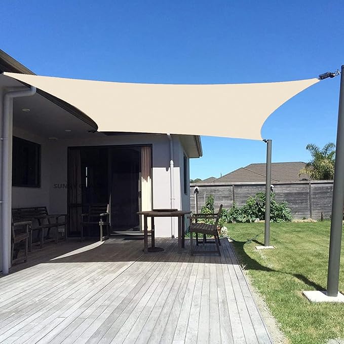 SUNNY GUARD Custom Size 6'x20' Rectangle Butter Cream UV Block Sunshade by SUNNYGUARD