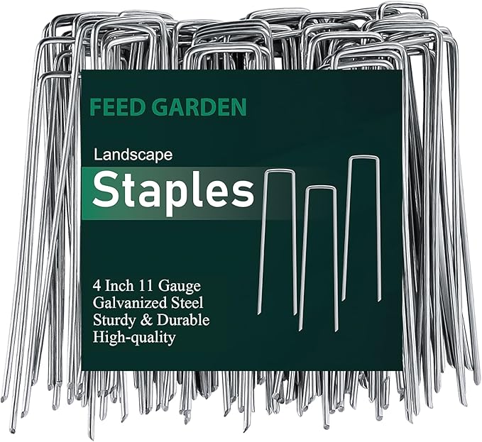 FEED GARDEN 4 Inch 200 Pack Hot-dip Galvanized Landscape Staples 11 Gauge by FEEDGARDEN