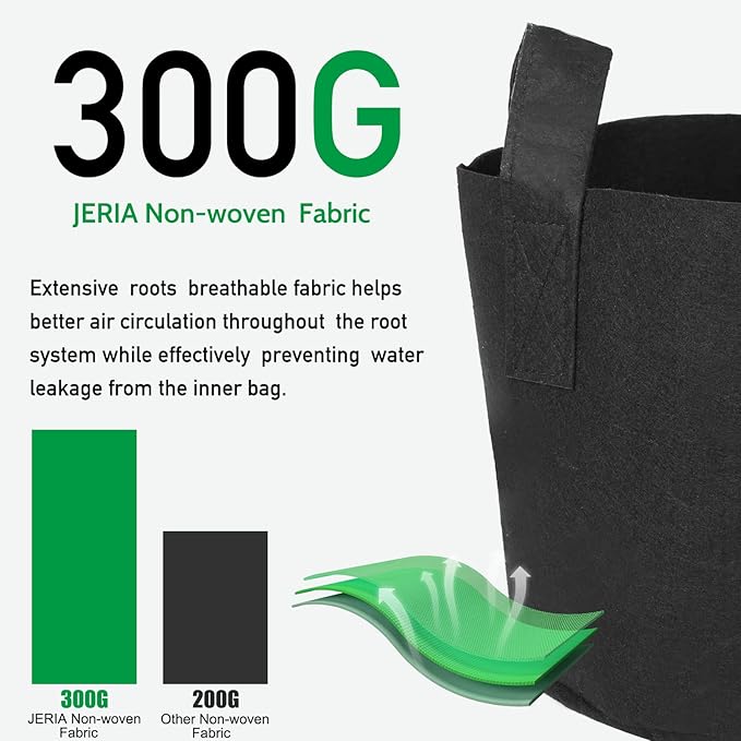 JERIA 12-Pack 25 Gallon Grow Bags, 300G Thickened Nonwoven Garden Pots - Image 4