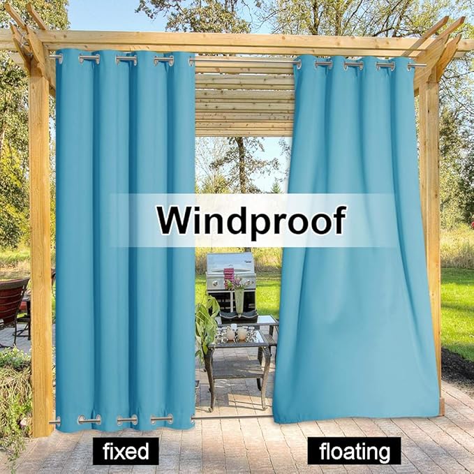 NICETOWN Outdoor Curtain for Patio Extra Long 120" L, Waterproof & Windproof - Image 4