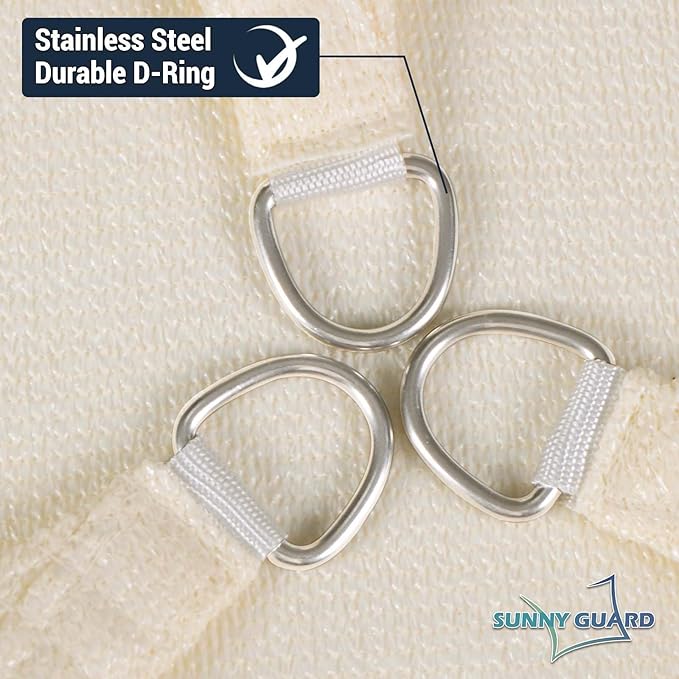 SUNNY GUARD Custom Size 10'x15' Butter Cream Sun Shade Sail Rectangle UV Block - Image 6
